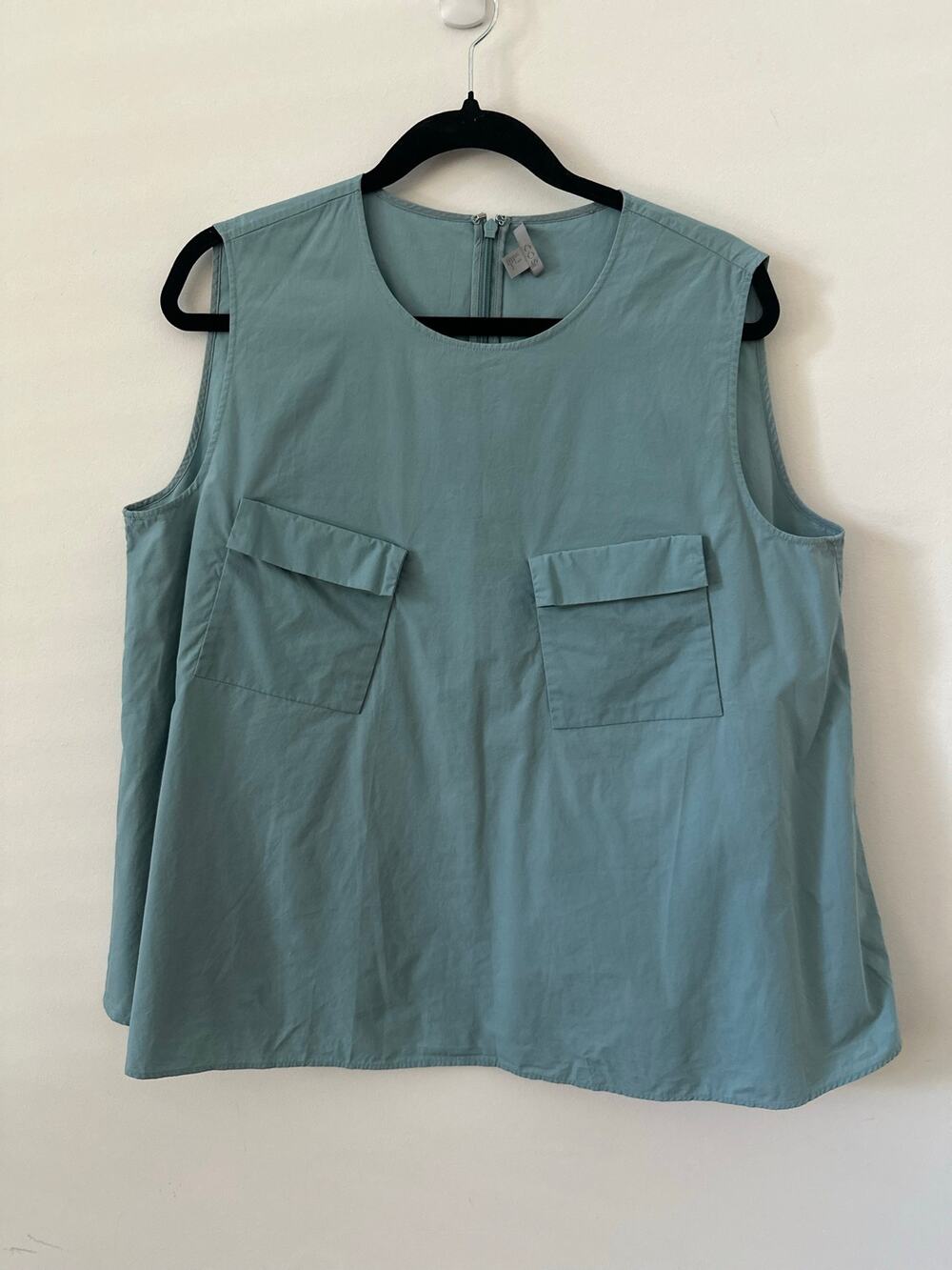 COS Ladies Sleeveless Pockets Detail Turquoise Top Women's Size 10 Zipper